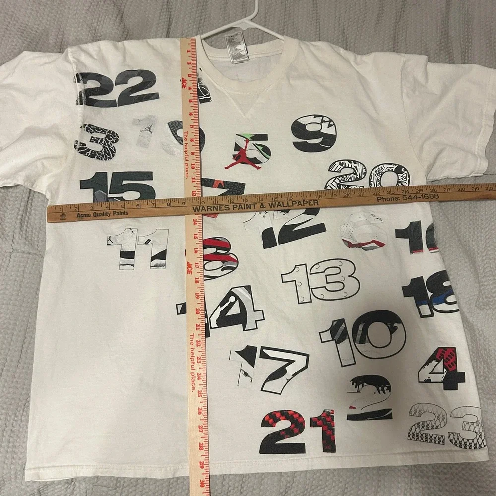 Vintage Jordan T Shirt XXL White All Over Print Graphic Y2K Streetwear Sneakers